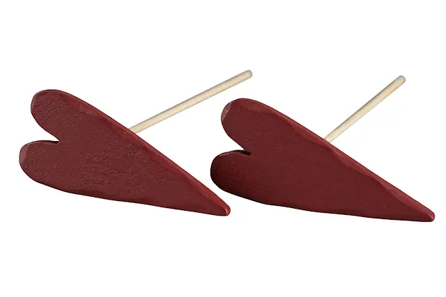 Stick Wooden Heart Burgundy