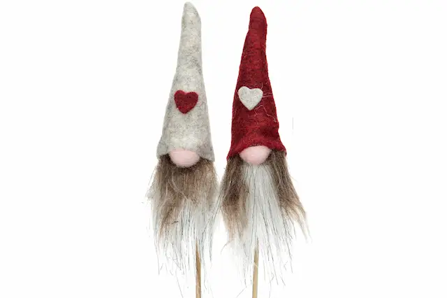 Stick Tomte Duo Hjärta Vinröd/Creme Mix