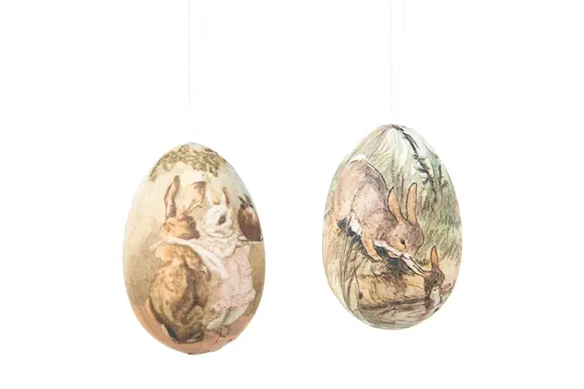 Hanging Decoration Egg Vintage Rabbit Mix