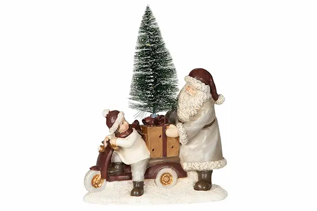 Dekoration Tomte med Gran med LED-ljus