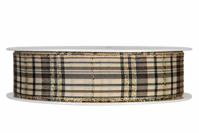 Dekorationsband Tartan Brun/Guld 25 mm
