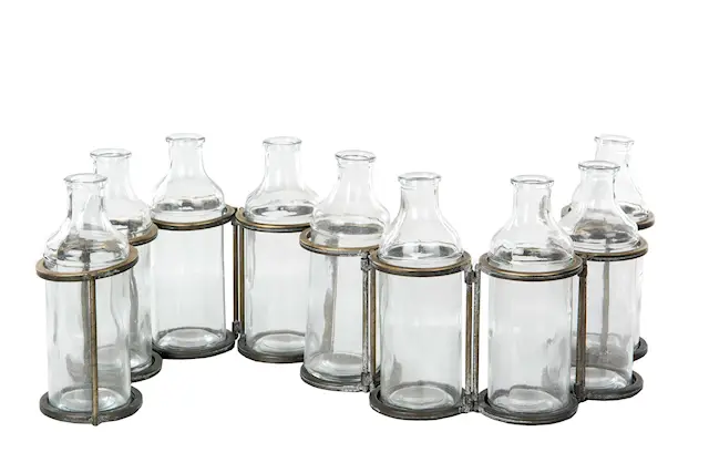 Bottles with Stand 4 Antique Brass