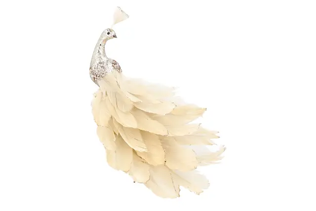 Clip Påfågel Glitter Beige