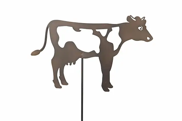 Trädgårdsdekoration Stick Ko Metall Brun