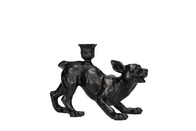 Ljusstake Hund Buster Svart/Brun