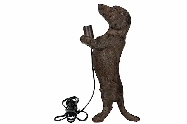 Pöytävalaisin, mäyräkoira, ruskea, polypropeeni