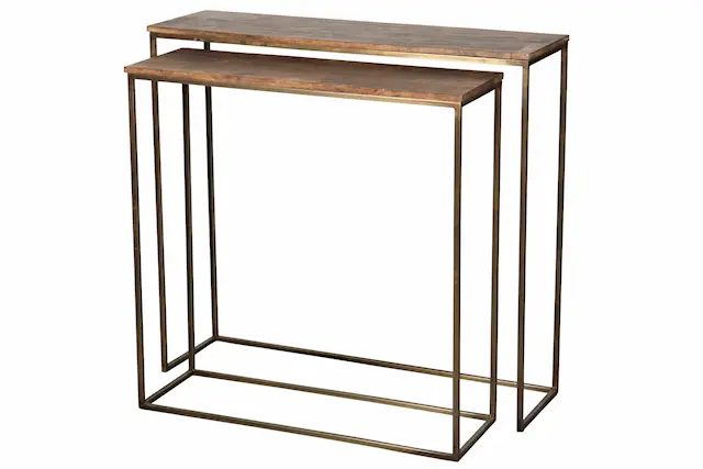 Sidobord Oblong Antik Mässing/Trä