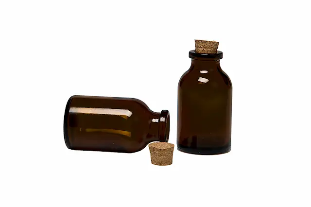 Glass Bottle with Cork Dark Brown