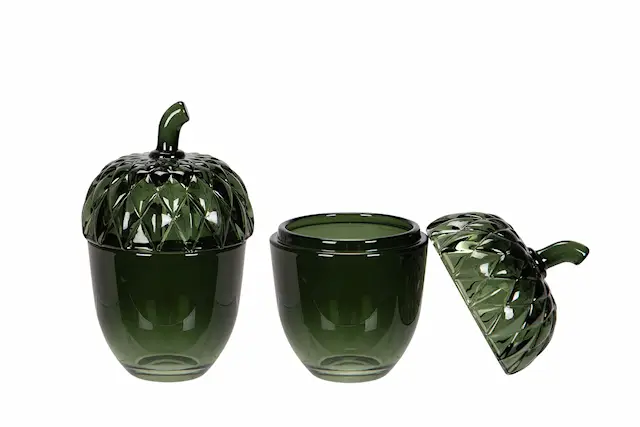 Glass Jar Acorn Green
