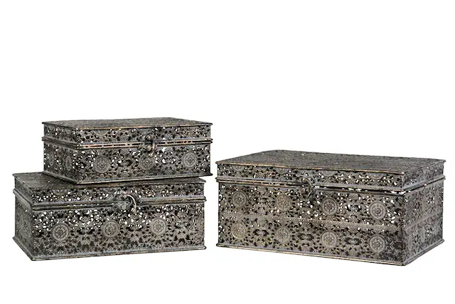 Box Metall Antik Guldbrun