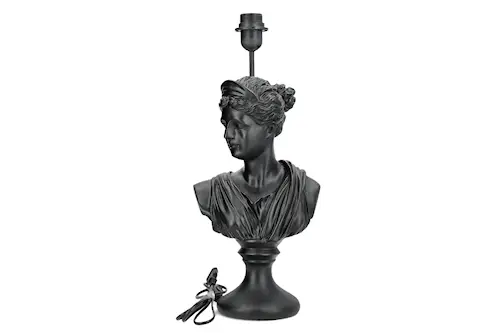 Lamp Base Bust Black Poly