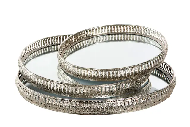 Tray Mirror Round Silver