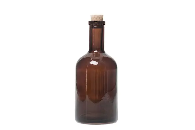 Glass Bottle with Cork Dark Brown