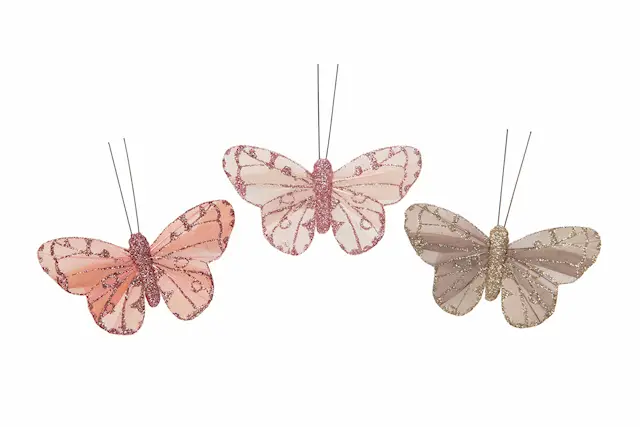 Nipistin perhonen Filippa vaaleanpunainen/beige lajitelma