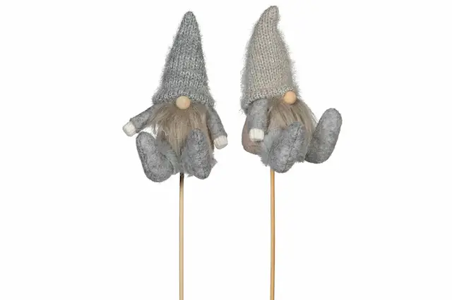 Tikku joulupukki istuva harmaa/beige lajitelma