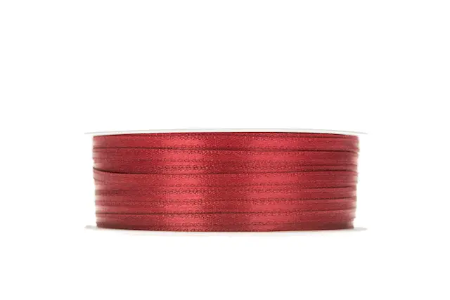 Dekorationsband Dubbelsatin Vinröd 3 mm