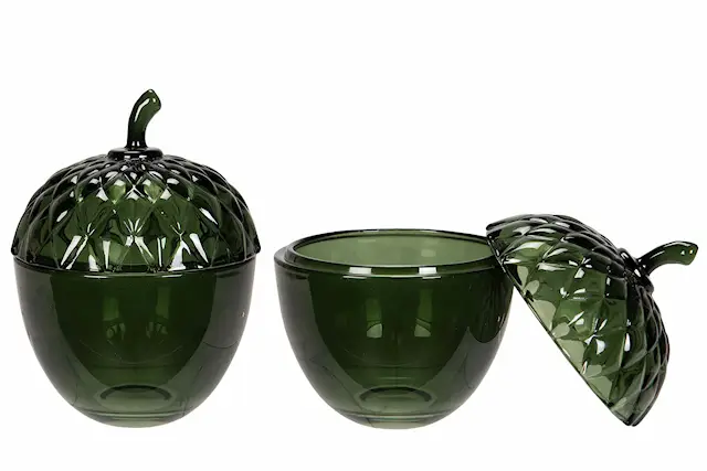 Glass Jar Acorn Green