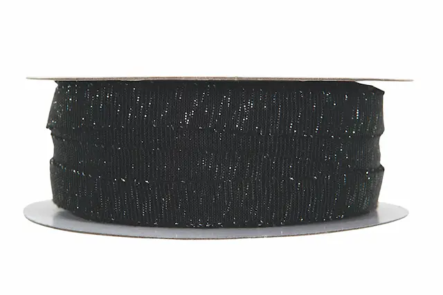 Ribbon Stripe Black/Silver Glitter