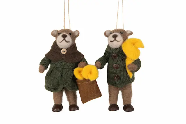 Hanging Decoration Wool Animal Bears Chanterelle Mix