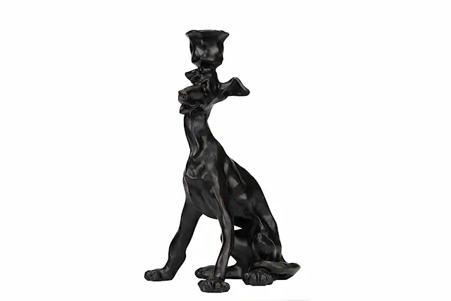 Ljusstake Hund Boris Svart/Brun