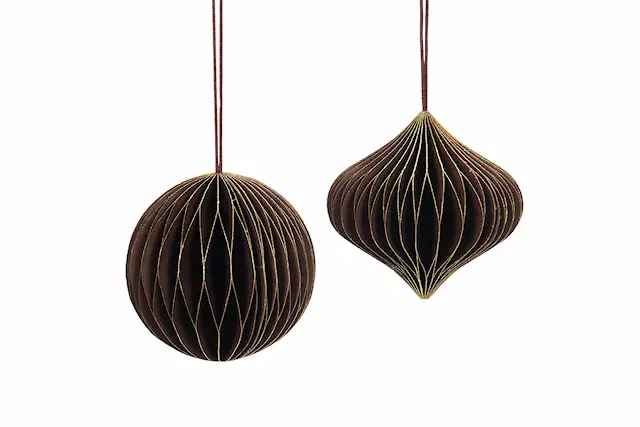 Paperinen joulupallotappi, punainen/ruskea/kultasekoitus