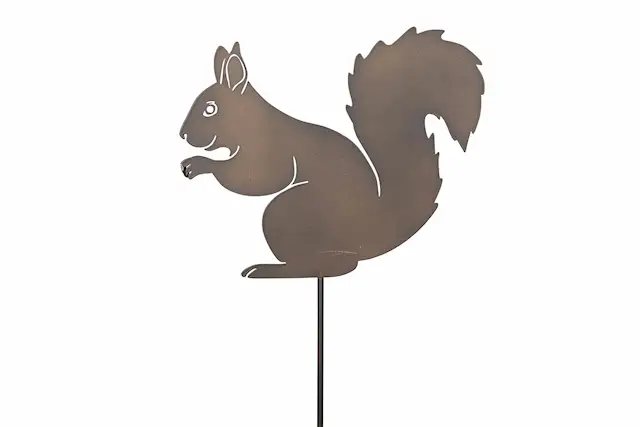 Garden Stick Squirrel Metal Brown