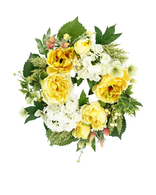 Krans Pion och Hortensia Gul