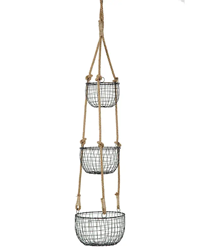 Metalliset 3-setin riippuvat mustat korit