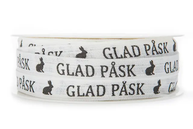 Dekorationsband Glad Påsk Vit/Brun 15 mm
