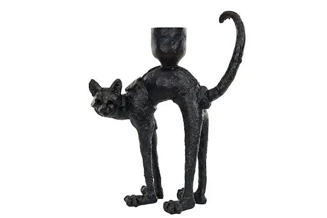 Ljusstake Katt Svart/Brun