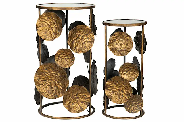 Sidobord Spegel Sfär Guldbrun