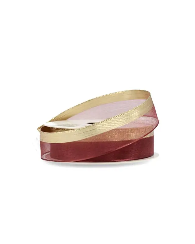 Dekorationsband Organza Vinröd