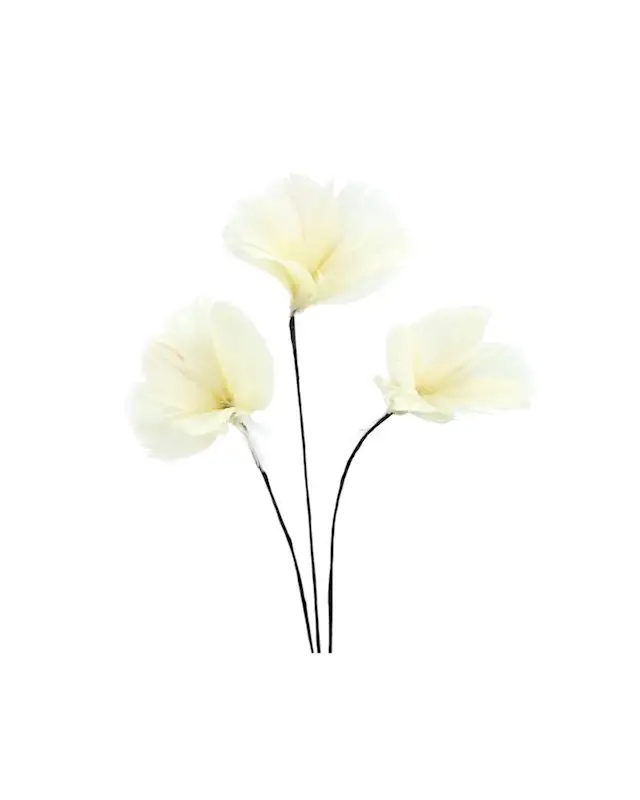 Fjäder Trådad Blom Ljusgul