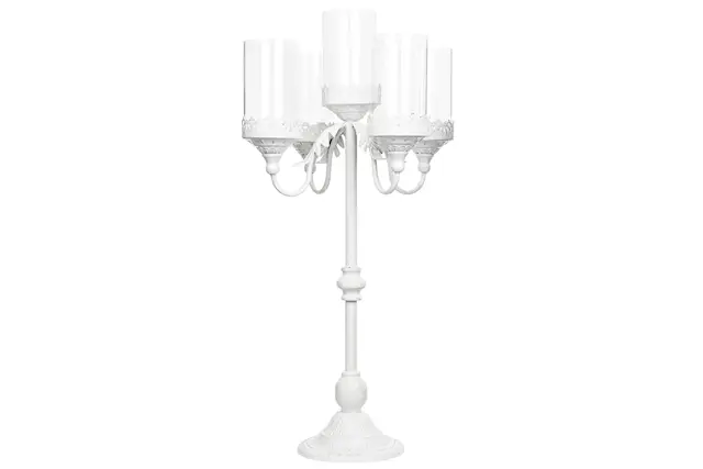 Kandelaber Blockljus 5-Arm Vit