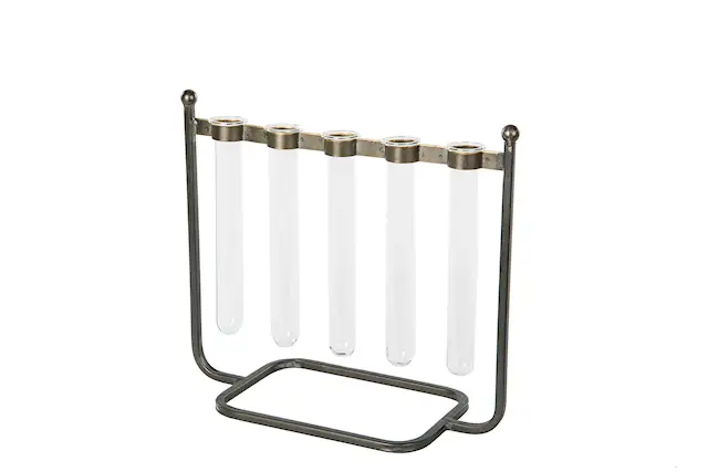 Test Tubes In Stand Antique Brass