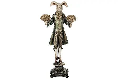 Candle Holder Rabbit Dark Green