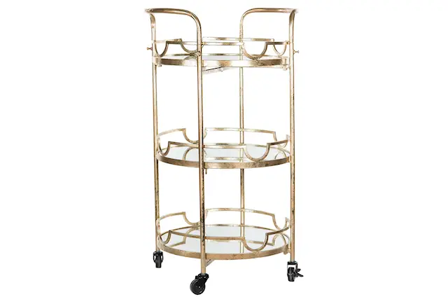 Sidobord Drinkvagn Spegel Guld