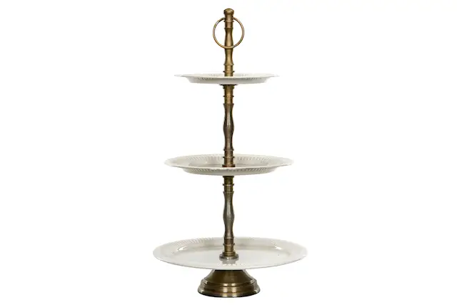 Tiered Tray Metal Stripe Enamel Shell