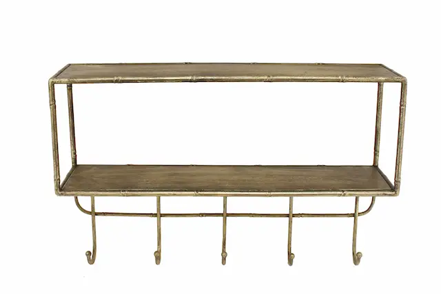 Hylla Krokar Metall Bambu Mässing