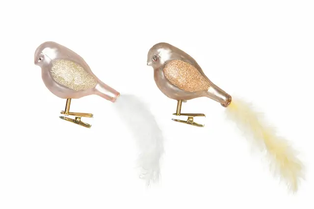 Clip Bird Glass Pink Mix