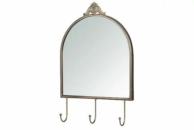Mirror with Hooks Insi Antique Brass