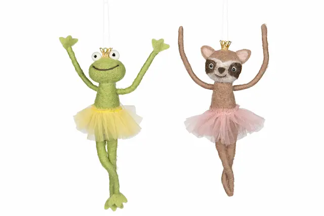 Hanging Decoration Wool Animal Ballerina Frog/Raccoon Mix